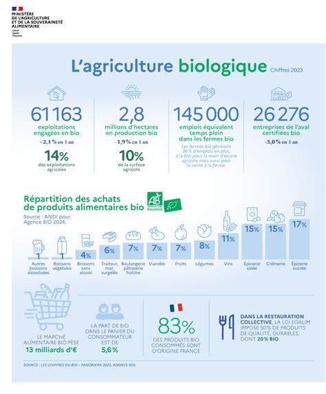 Infographie montrant la progression des surfaces en agriculture biologique en France