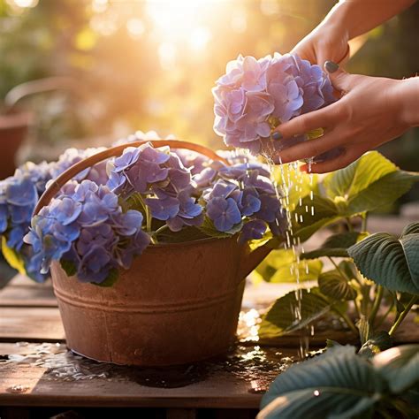 Arrosage d'un hortensia