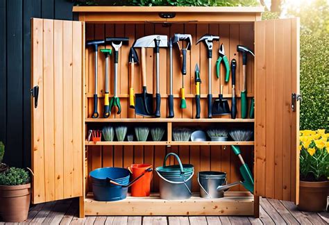 Exemple de rangement organisé pour outillage de jardin et consommables