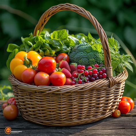 panier de récolte rempli de légumes frais et colorés au soleil