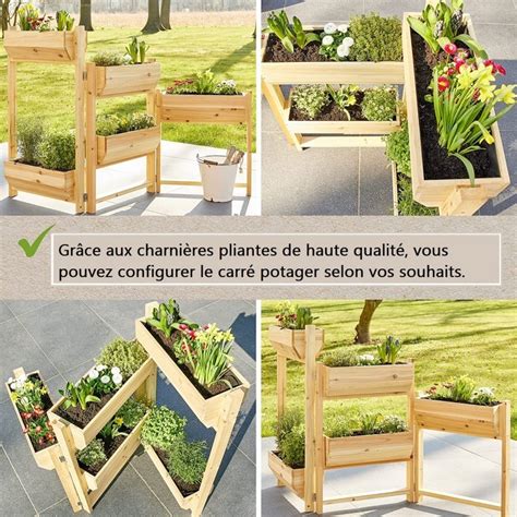 Étapes de montage d'un carré potager sur pied