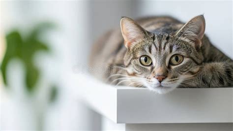 Chat observant son environnement depuis une étagère en hauteur