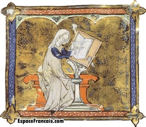 Enluminure médiévale représentant Marie de France