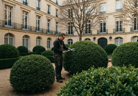 Professionnel de l'entretien de jardin à l'œuvre