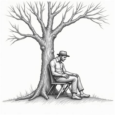 Un homme assis sous un figuier, pensif