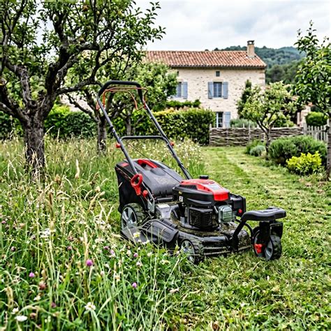 Tondeuse débroussailleuse autotractée sur un terrain en pente