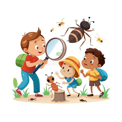 Enfants explorant un jardin avec des loupes