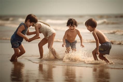Enfants jouant avec l'eau dans le jardin