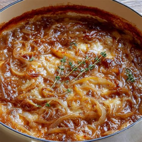 Soupe à l'oignon avec une belle couleur dorée