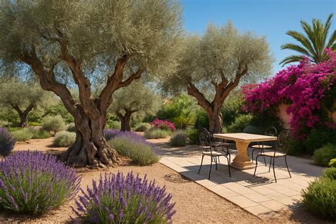 Plantes méditerranéennes typiques : lavande et olivier