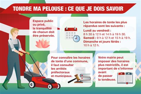 Calendrier indiquant les horaires autorisés pour la tonte de pelouse