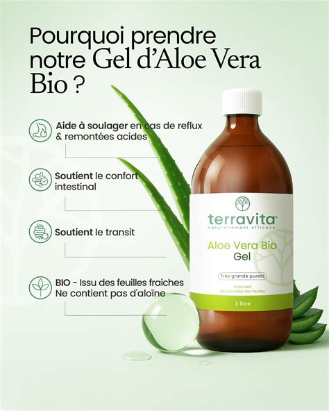 Infographie des nutriments essentiels contenus dans le gel d'Aloe vera