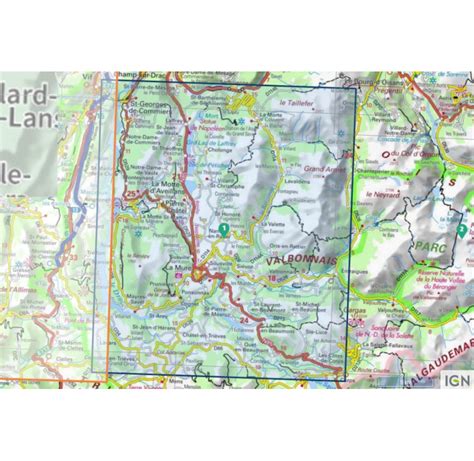 Carte IGN Top 25 montrant la région de Cauterets et la vallée du Lutour
