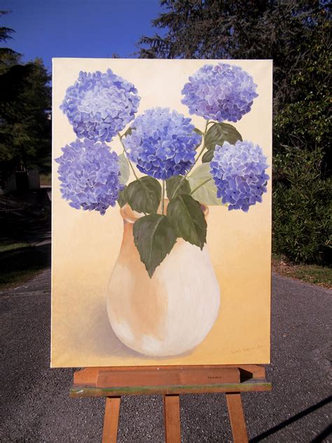 Peinture d'hortensias bleus