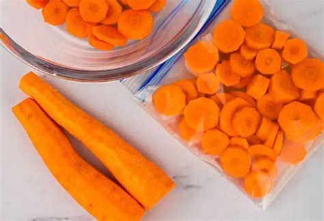 Carottes coupées en rondelles dans un sac de congélation