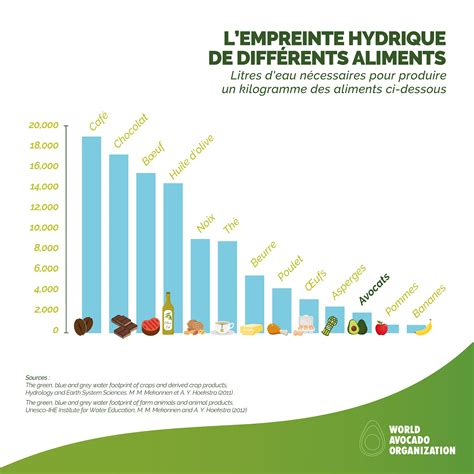 Infographie comparant l'empreinte hydrique de différents aliments
