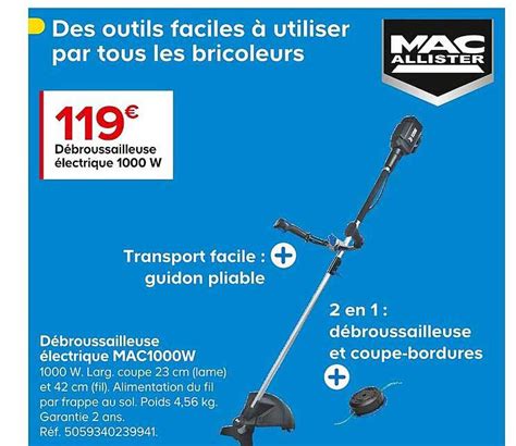 Débroussailleuse Mac Allister en action dans un jardin