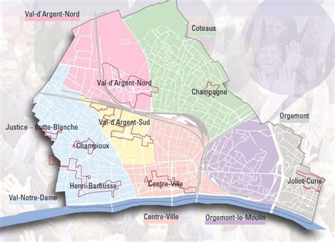 Plan de la ville d'Argenteuil avec ses principaux équipements culturels
