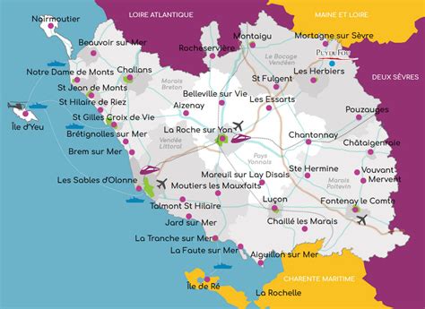 Carte de France mettant en évidence la région Vendée et la côte Atlantique
