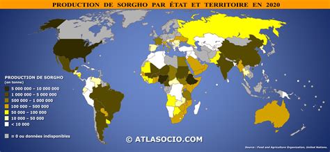 Carte mondiale de la production de sorgho