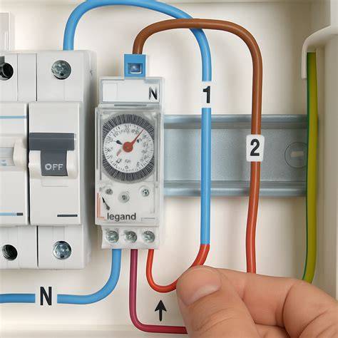 Tableau électrique avec horloge modulaire installée