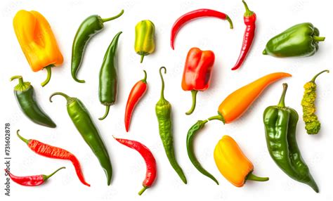 Diversité des piments de différentes couleurs et formes