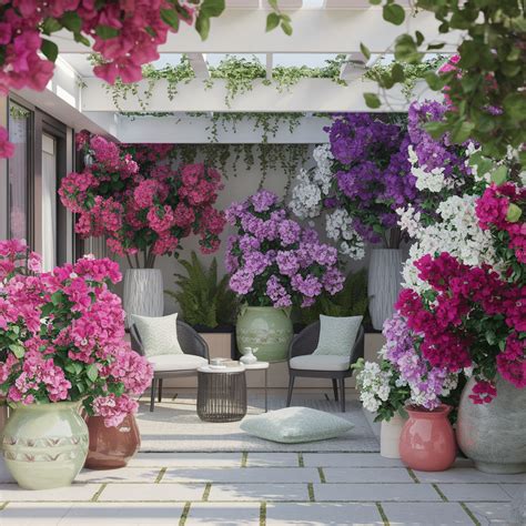 Bougainvillier en pot dans une véranda ensoleillée