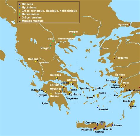 Carte de la Grèce antique montrant les sites des Jeux panhelléniques