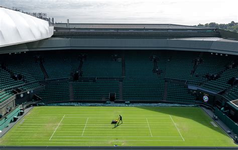 Gros plan sur le gazon de Wimbledon avec une règle millimétrée