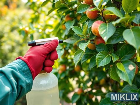 Pulvérisateur en action sur un arbre fruitier