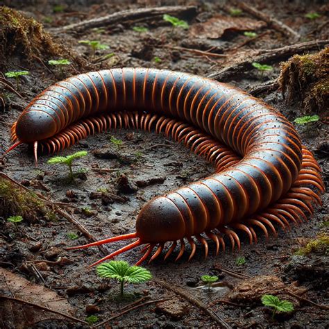Un mille-pattes se déplaçant dans le sol