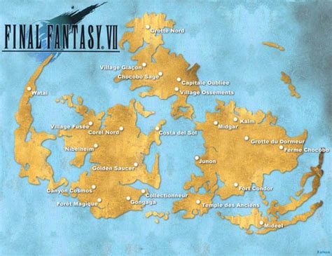 Carte du monde de Final Fantasy XIV avec des marqueurs de mission