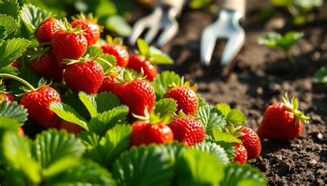 Jeunes fraisiers repiqués avec un bon espacement