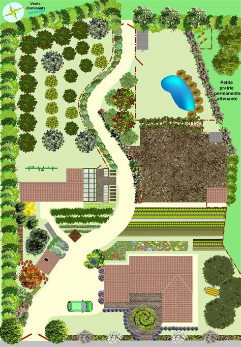 Plan d'un jardin avec un Buddleia planté en isolé
