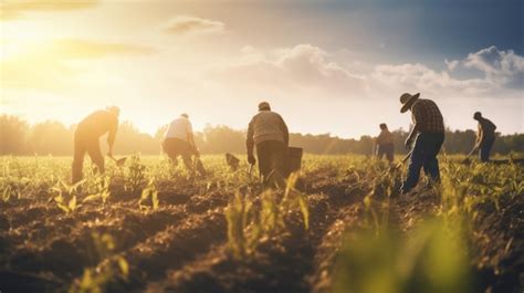 Personnes travaillant dans un champ d'asperges