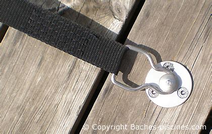 Illustration d'une fixation de sangle sur piton escamotable