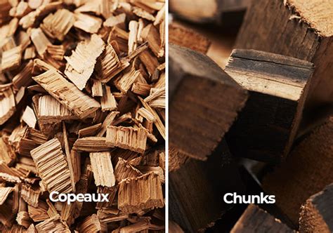 Différents formats de bois pour le fumage : copeaux, morceaux et bûches