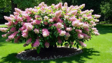 Illustration d'un Weigelia en pleine floraison dans un jardin printanier