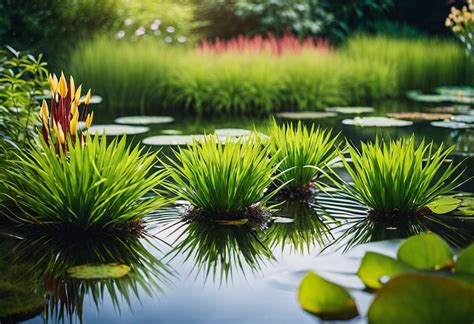 Plantes aquatiques dans un bassin de jardin