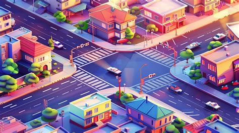 Illustration d'un paysage urbain et résidentiel calme