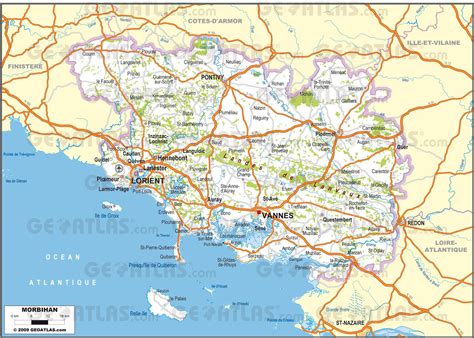Carte du Morbihan avec les lieux de cueillette indiqués