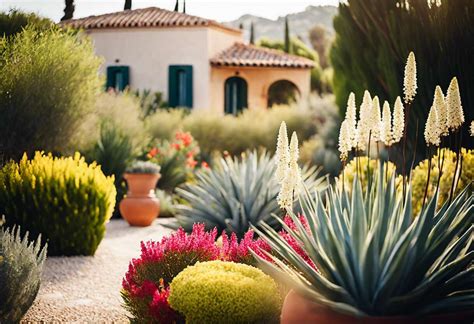 Plantes succulentes diverses dans un jardin méditerranéen