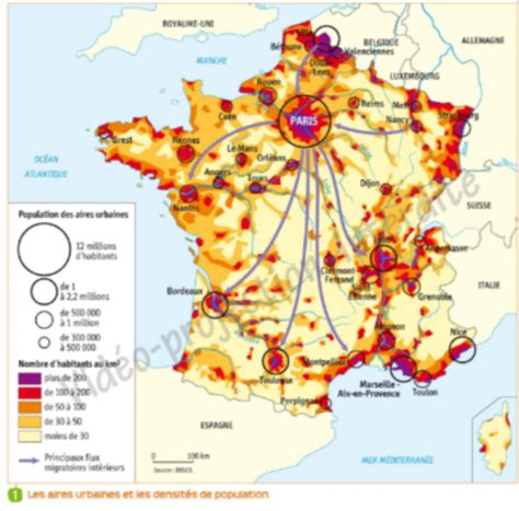 Carte de France montrant la répartition des espaces verts dans les zones urbaines