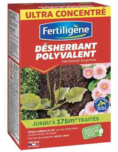 Schéma explicatif de l'action d'un désherbant sélectif : les feuilles larges des adventices absorbent la substance tandis que les graminées fines restent intactes