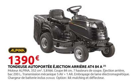 Tracteur tondeuse Alpina avec kit mulching