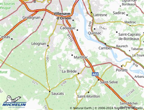 Carte de la région de Martillac et Cadaujac en Gironde