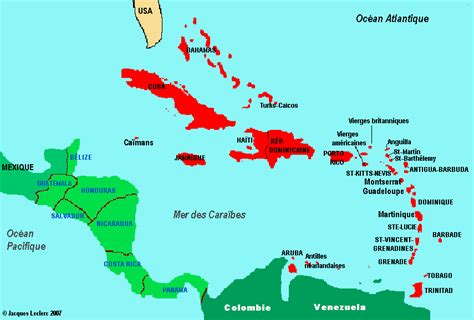 Carte des Antilles et des principales routes de la traite négrière