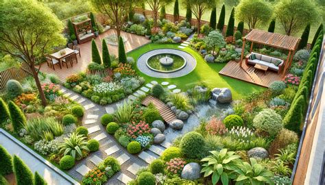 Plan d'un jardin harmonieux avec zones de couleurs et de senteurs