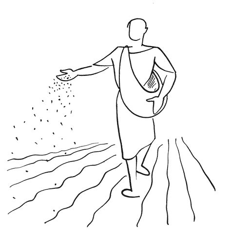 Illustration historique d'un semeur à la volée dans un champ