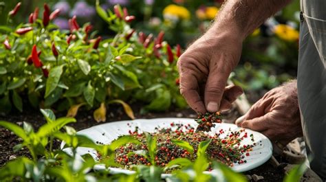 A gardener carefully harvesting castor seeds from a plant